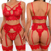 3-delige lingerieset - elegante dames kanten bralette en jarretelgordelset - Bakkermode.nl