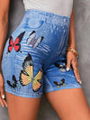 Vrolijke vlinder hoge taille shorts denim print - Bakkermode.nl