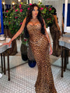 Luipaardprint bodycon maxi jurk - Bakkermode.nl