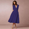 Dames casual midi jurk - elegante v-hals katoen fit en flare voor speciale gelegenheden