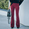 Flared corduroy broek - dames broek met stretch en elegante pasvorm - Bakkermode.nl