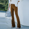 Flared corduroy broek - dames broek met stretch en elegante pasvorm - Bakkermode.nl