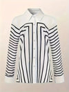 Witte blouse met geometrische strepen - Bakkermode.nl