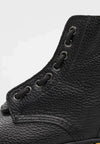 Zwarte leren enkellaarzen - stijlvolle dames veterschoenen met plateauzool - Bakkermode.nl