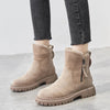 Stijlvolle beige dames winterboots met warme voering en stevige zool – comfortabele enkellaarzen - Bakkermode.nl