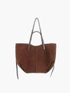 Suède bruine en zwarte tote bag voor dames - chique en veelzijdige handtas - Bakkermode.nl