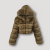 Cropped hoodie van imitatiebont - luxe dames jas met ritssluiting - Bakkermode.nl