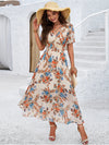 Dames bloemen maxi jurk - elegante korte mouwen zomeroutfit, luchtige stof voor casual uitjes