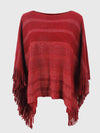 Dames poncho met franjes - stijlvolle gebreide wrap top