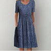 Floral midi-jurk - stijlvolle dames katoenen zomerjurk