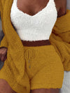 2-delige dames lounge set – zachte fleece top en shorts voor ultieme ontspanning