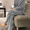 2-delige damestrui set - geribbelde loungewear outfit voor thuis en vrije tijd