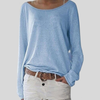 Lichte lange mouwen top - veelzijdige ronde hals dames top