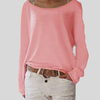 Lichte lange mouwen top - veelzijdige ronde hals dames top