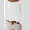 Lichte lange mouwen top - veelzijdige ronde hals dames top