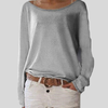 Lichte lange mouwen top - veelzijdige ronde hals dames top