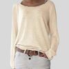Lichte lange mouwen top - veelzijdige ronde hals dames top