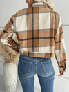 Dames geruite flanellen overhemdjack - trendy cropped buitenjack voor vrouwen