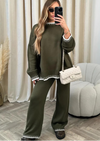 2-delige Dames lounge set - gebreide trui en wijde broek - Bakkermode.nl