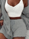 2-delige dames lounge set – zachte fleece top en shorts voor ultieme ontspanning