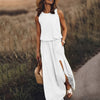 Maxi jurk - elegante mouwloze damesjurk met zijslitsen