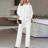 2-delige set met schouderuitsnijding - trendy damesoutfit