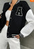 Zwart varsity bomberjack dames - letterprint casual jack - Bakkermode.nl