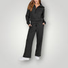 2-delige lounge set - zachte dames zip-up top en wijde broek