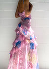 Casual maxi jurk voor vrouwen met elegante rimpelingen in roze fairy - zomerkleding voor speciale gelegenheden