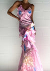 Casual maxi jurk voor vrouwen met elegante rimpelingen in roze fairy - zomerkleding voor speciale gelegenheden