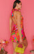 Dames casual mini jurk - levendige roze bloemenprint halterjurk voor de zomer