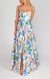 Dames maxi jurk met bloemenprint in levendig blauw - elegante lange jurk voor speciale gelegenheden