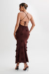 Dames maxi jurk met bloemenprint en versieringen voor speciale gelegenheden - elegante slip dress in bloemdessin