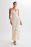 Dames maxi jurk met bloemenprint en versieringen voor speciale gelegenheden - elegante slip dress in bloemdessin