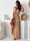 Dames maxi jurk met cold shoulder design - elegante avondjurk voor bijzondere gelegenheden