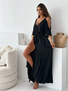 Dames maxi jurk met cold shoulder design - elegante avondjurk voor bijzondere gelegenheden