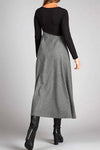 Elegante maxi jurk voor dames - grijze lange mouwen met geplooide rok