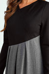 Elegante maxi jurk voor dames - grijze lange mouwen met geplooide rok