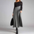Elegante maxi jurk voor dames - grijze lange mouwen met geplooide rok