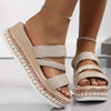 Dames platform sandalen met open neus en elegante roze glitter - voor zomerse uitjes