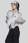 Chique grijs dames sportjack voor casual uitjes - stijlvolle zip-up long sleeve top