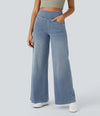 Dameswide-leg broeken - hoge taille denim voor casual uitjes
