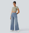 Dameswide-leg broeken - hoge taille denim voor casual uitjes