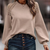Khaki damespullover - stijlvolle gebreide top met kantdetails