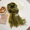 Luxe wollen sjaal - zachte dames wrap met franjes - Bakkermode.nl