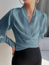 Dames wikkelblouse - elegante top met pofmouwen
