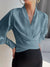 Dames wikkelblouse - elegante top met pofmouwen