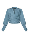 Dames wikkelblouse - elegante top met pofmouwen