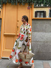 Dames maxi jurk met bloemenborduur - multicolour katoenen zomeroutfit
