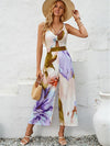 Dames beige bloemen jumpsuit - elegante halternekstijl voor zomerse uitjes